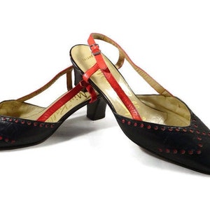 Sandales à bride arrière Miss Bally, bleu marine et rouge, EU 38,5 US 8 UK 6 VFG