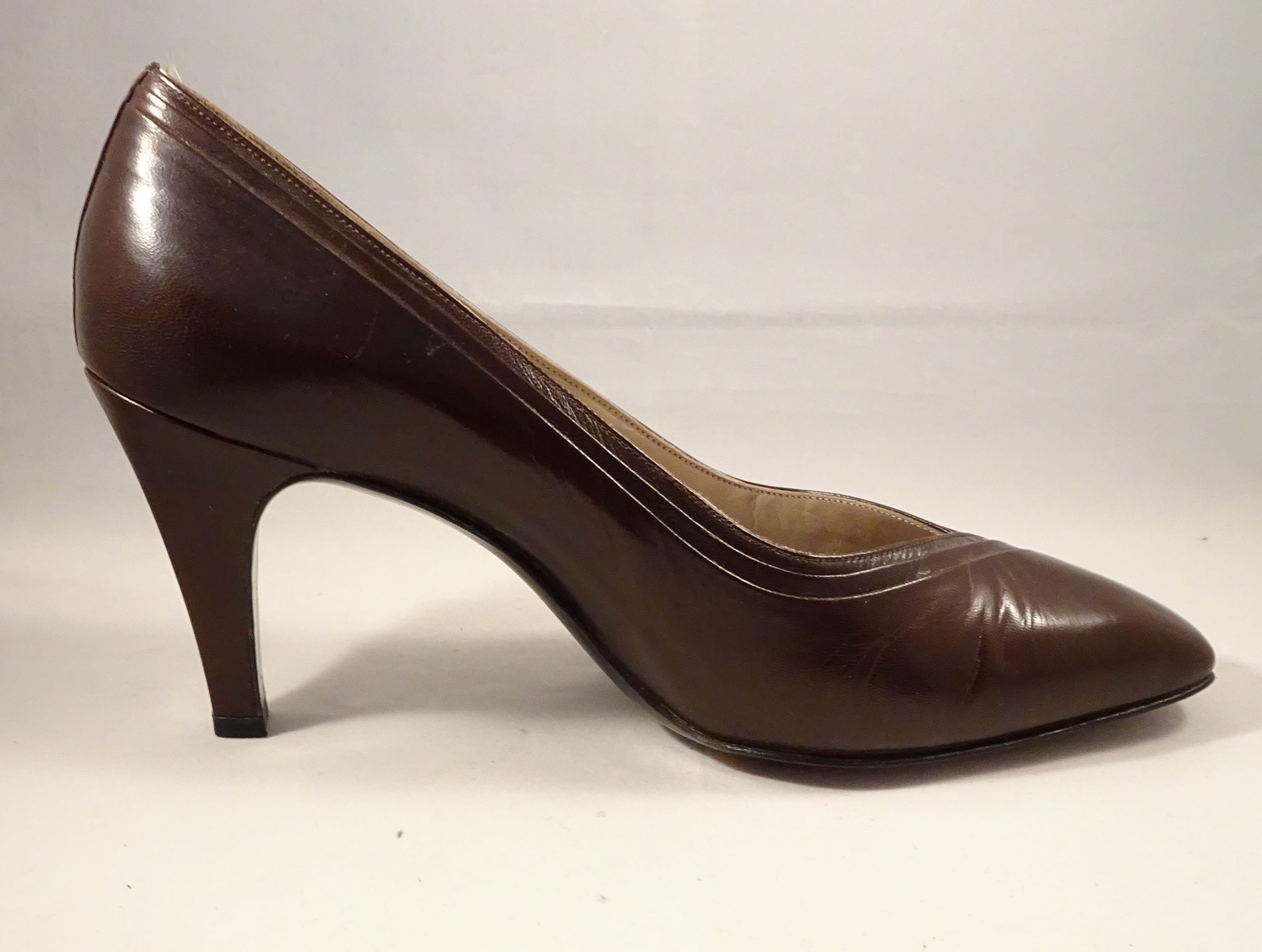 1970-80s Elegant Dark Brown High Heel Leather Pumps by Bally - Etsy