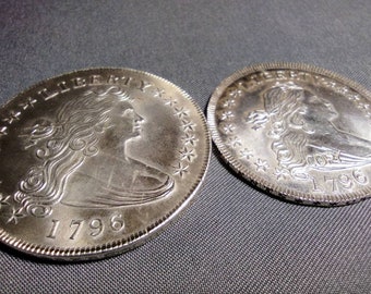 1796 Draped Bust Fifty cents And One Dollar Small Eagle Reverse Gallery Mint Museum Tokens