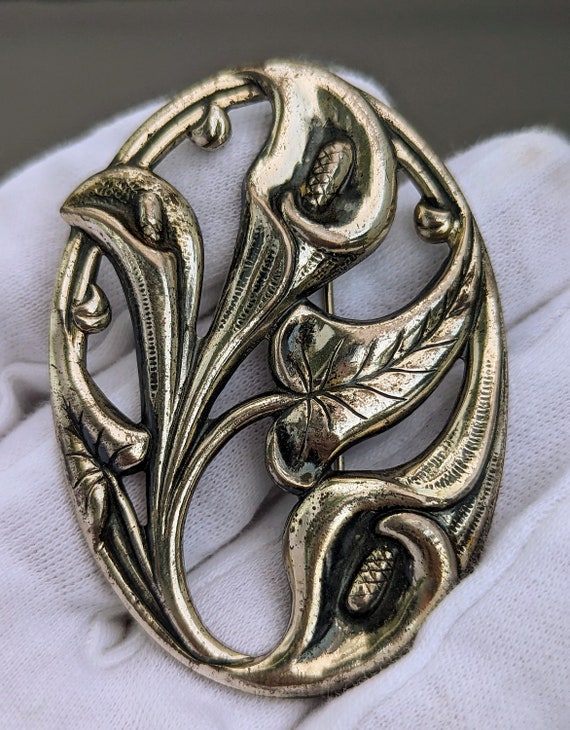 Authentic Danecraft Sterling Silver Floral Brooch - image 3