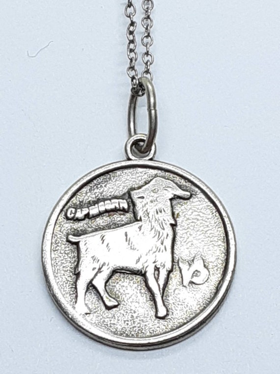 Vintage Sterling Silver Capricorn Pendant With Ste