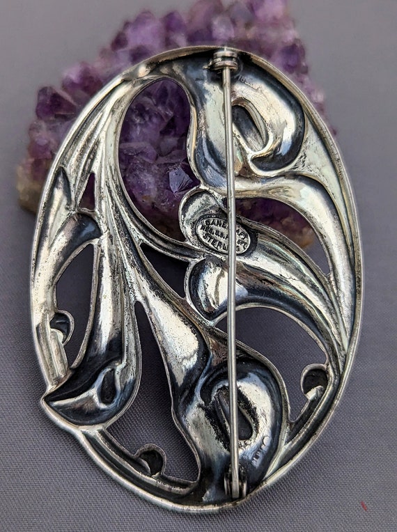 Authentic Danecraft Sterling Silver Floral Brooch - image 2
