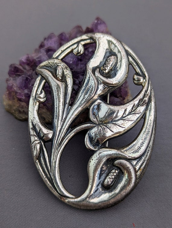 Authentic Danecraft Sterling Silver Floral Brooch - image 1