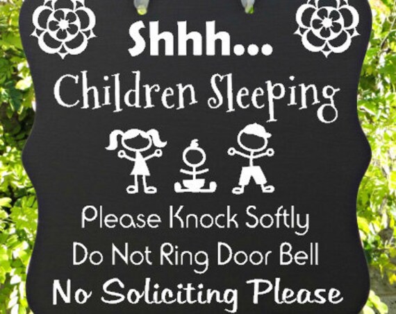Children Sleeping Sign, No Soliciting Sign, Home Decor, Daycare Sign, Door Hanger