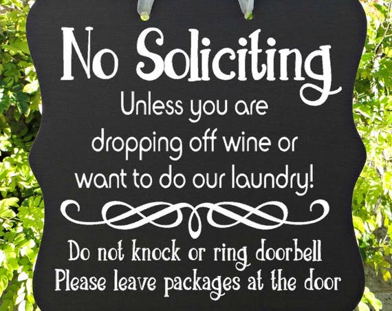 No Soliciting Sign, Wine, Laundry, Do Not Knock, Leave Packages, Front Door Sign, Door Hanger, Home Decor