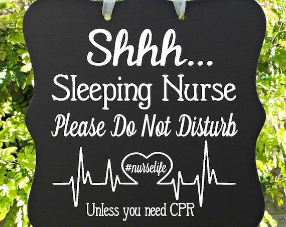 Shhh Sleeping Nurse Sign, Do Not Disturb, Front Door Sign, Door Sign, Door Hanger, Sleeping Sign, Night Shift Nurse, Nurse Gift