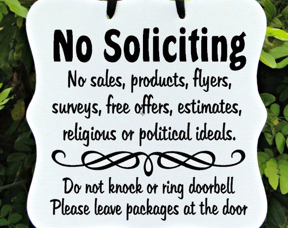 No Soliciting Sign, No Sales, Do Not Disturb, Front Door, Door Hanger, Home Decor, Custom Order, Wood Sign