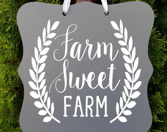 Farm Sweet Farm Sign, Farmhouse Sign, Kitchen Decor, Farm Sign, Cafe Sign, Door Sign, Country Kitchen Sign, Store Sign, Wreath Sign