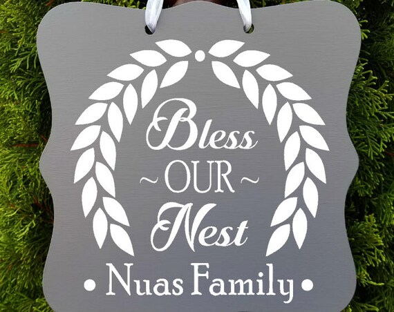 Bless Our Nest Sign, Farmhouse Sign, Personalized Sign, Family Name, Last Name Sign, Wreath Sign, Door Hanger, Door Sign, Housewarming Gift