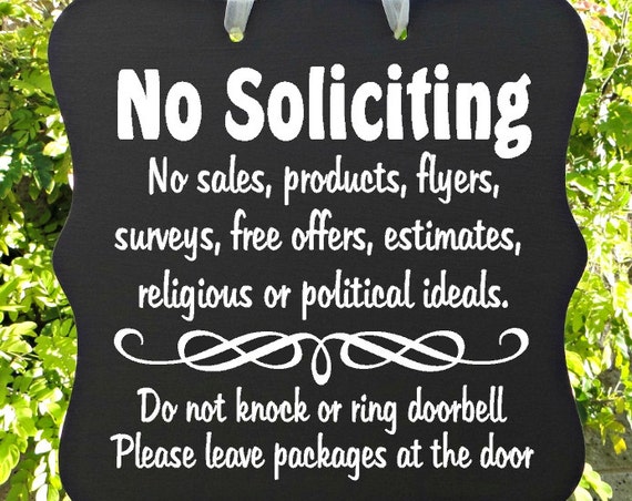 No Soliciting Sign, No Sales, Do Not Disturb, Front Door, Door Hanger, Home Decor, Custom Order, Wood Sign