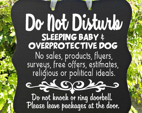 Do Not Disturb Sign, Sleeping Baby Sign, Overprotective Dog, No Soliciting Sign, Do Not Ring Doorbell, Leave Packages, Door Sign