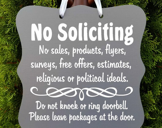 No Soliciting Sign, No Sales, Do Not Disturb, Front Door, Door Hanger, Home Decor, Custom Order, Wood Sign
