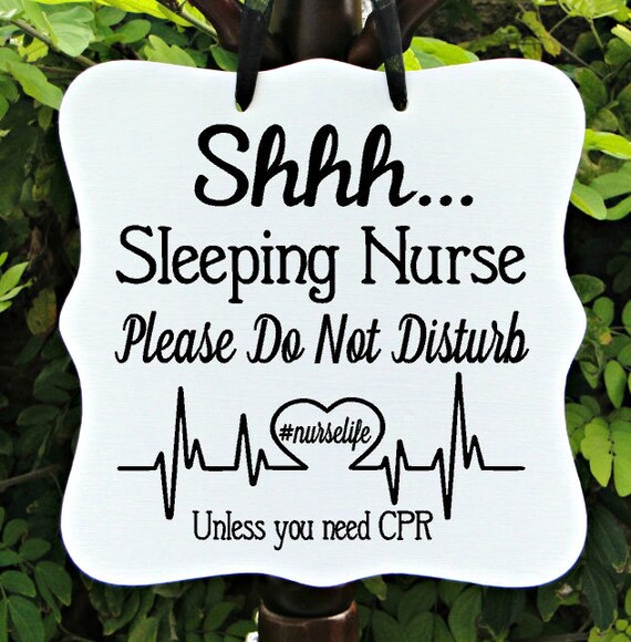 Shhh Sleeping Nurse Sign, Do Not Disturb, Front Door Sign, Door Sign, Door Hanger, Sleeping Sign, Night Shift Nurse, Nurse Gift