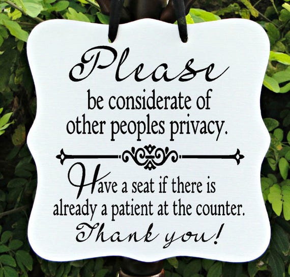 Privacy Sign, Seating Sign, Waiting Area, Office Sign, Business Sign, Door Sign, Staff, Client, Medical Sign, Patient Sign, Custom Sign