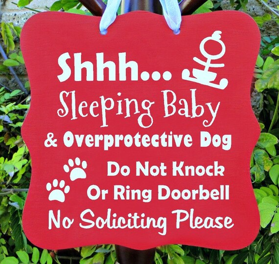 Sleeping Baby Sign, Overprotective Dog, No Soliciting, Baby Sleeping Sign, Door Hanger