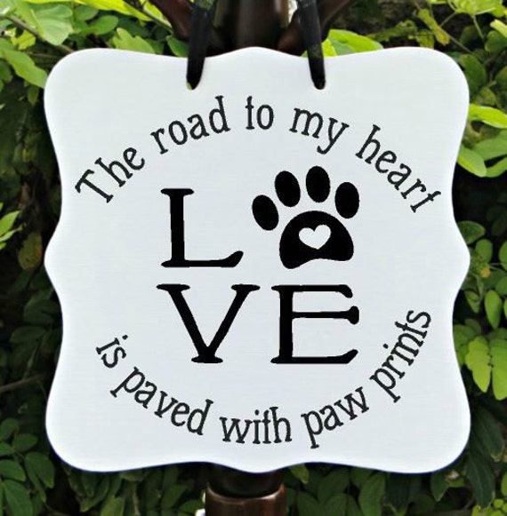 LOVE Sign, Dog Sign, Puppy Sign, Paw Prints, Pet Sign, Home Decor, Wall Art