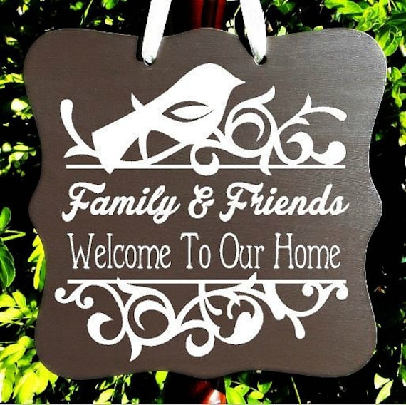Welcome To Our Home Sign, Family Sign, Home Decor, Wall Art, Door Hanger, Front Entry, Housewarming Gift, Welcome Sign
