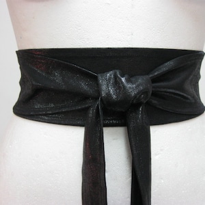 Black women&#39;s belt Obi belt Black sparkle wrap belt Women&#39;s belt Waist Fabric sash belt