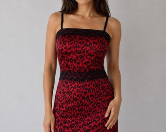 Vestido formal preto e vermelho Vestido com estampa animal Vestido bustier Vestido bustier justo cetim e renda tamanho 12