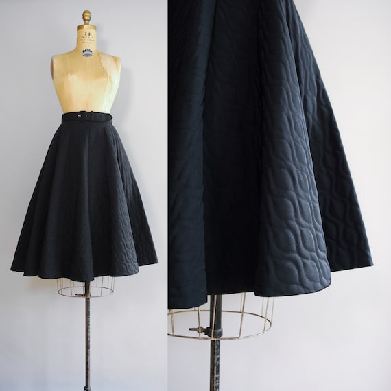 1950s Dahlia Skirt | Mid Century Quilted Circle Sk