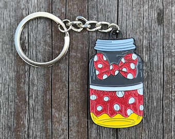 Minnie Mouse Inspired Mason Jar Keychain