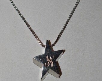 Silver Star Necklace with "N" Engraved. (1050130) V6-4-07