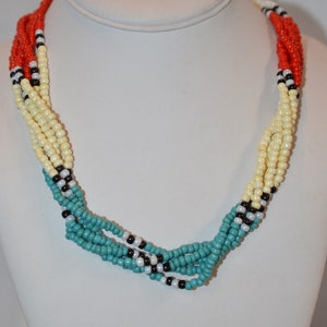 Beautiful Multi-Strand (10) Seed Bead Native Style Necklace  (1050141) VN01-1-07