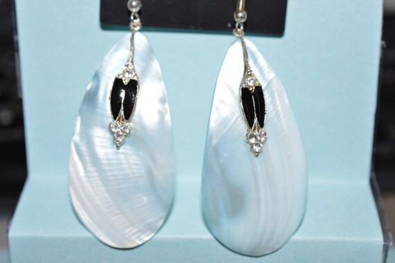 Beautiful Vintage Soft Blue Mother of Pearl, Blac… - image 1