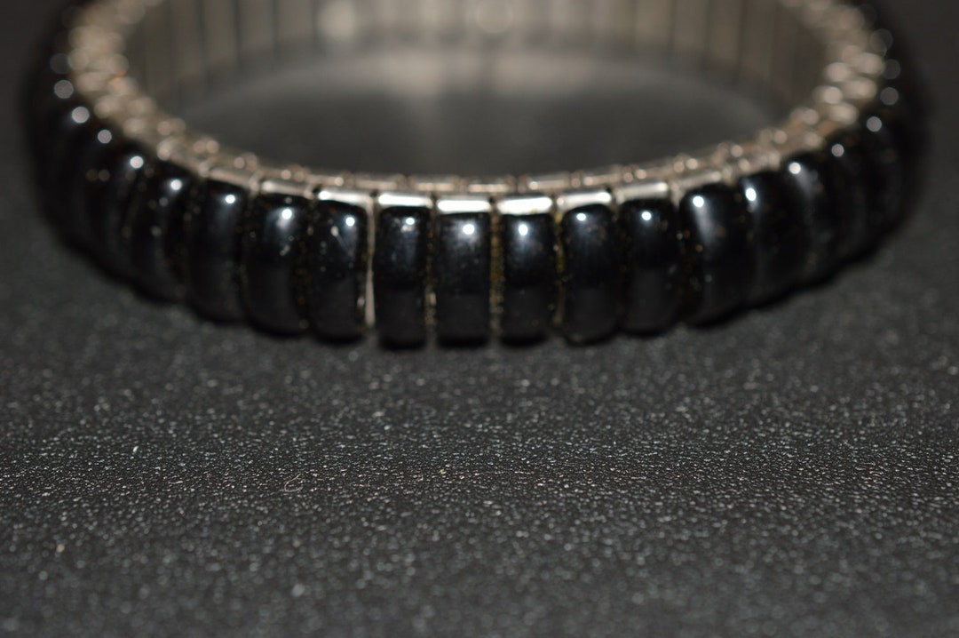 Chinese Black Onyx Stretch Bracelet (1025066) W4-4-04 - Etsy