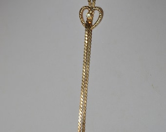 Gold Heart Drop Pendant Necklace (1050128) V6-4-07