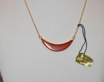 Carnelian Crescent Moon Pendant, Moon Symbol Necklace (1050132) V4-4-05