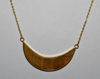 Tiger Eye Crescent Moon Pendant, Moon Symbol Necklace (1050138) V2.1-3-02