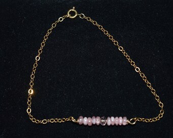 Gold Filled Chain Bracelet with Rhodochrosite Rondels. (1025035)  W5-1-10