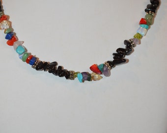 Handmade 28" Black Onyx Chip Necklace, Nugget Style (1050137) N3-3-02