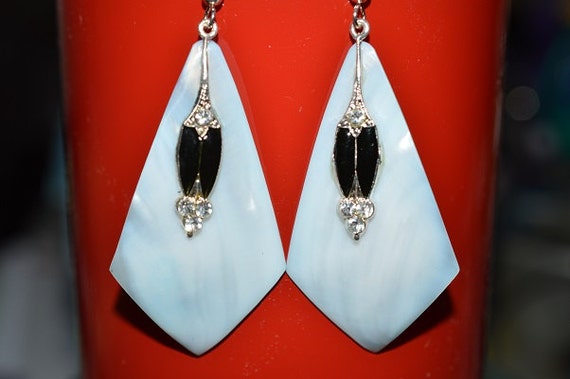 Beautiful Vintage Soft Blue Mother of Pearl, Blac… - image 1