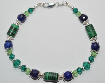 Woman&#39;s Healing Chakra Lapis and Malachite Bracelet (1017090) - FREE US SHIPPING W1-1-06
