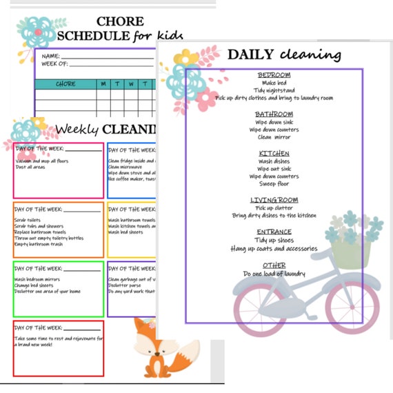 Cleaning Printables Cleaning Checklist Chore Charts Daily Cleaning Weekly Cleaning