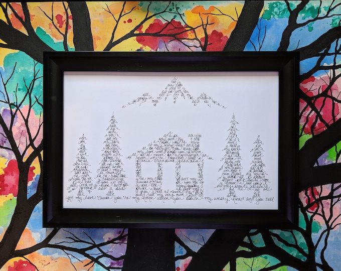 Billy Joel "You're My Home" Handwritten Lyric Silhouette PRINT - Lyric Art - BIG! 11"x 17" - In Stock!