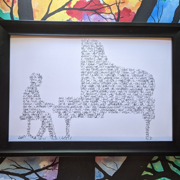 NEW! Billy Joel "Piano Man" Handwritten Lyric Silhouette PRINT - Lyric Art - BIG! 11"x 17" - In Stock!