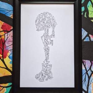 Simon & Garfunkle &quot;The Sound of Silence&quot; Battlefield Cross Handwritten Lyric Silhouette PRINT - Lyric Art - 11&quot; x 17&quot; -  In Stock!
