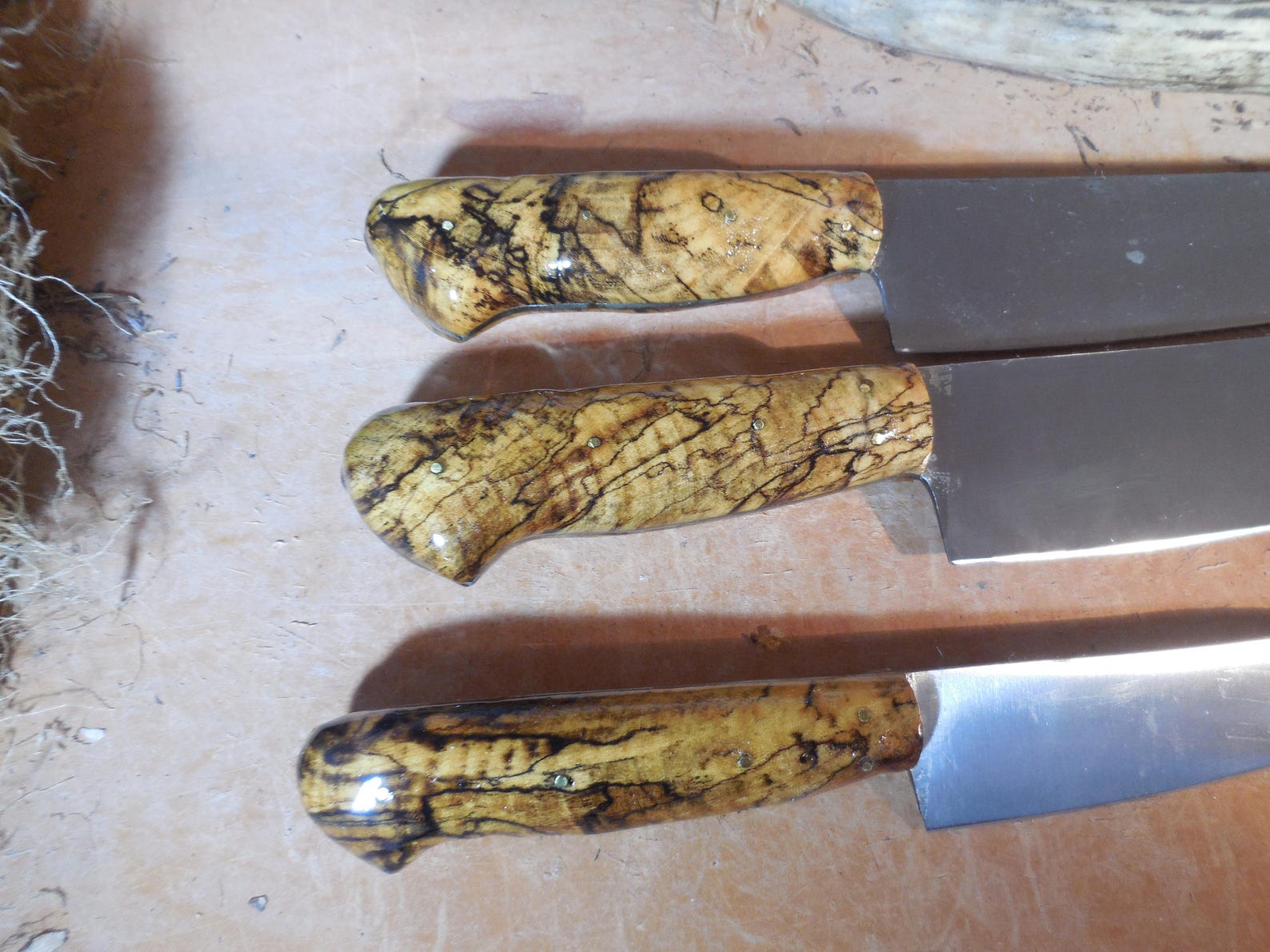 Custom Chef Knife Set With Spalted Hacklberry Wood Handles Etsy
