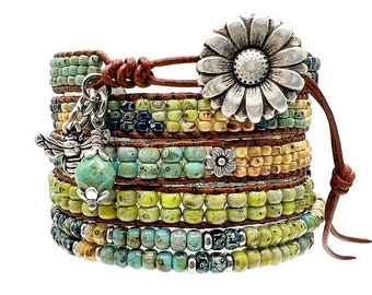 Leather Wrap Bracelets/ Bohemian Jewelry For Women/ Boho Jewelry/ Beaded Bracelets/ Womens Leather Bracelets/ Womens Leather Bracelet.