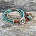 Beaded Wrap Bracelet/ Seed Bead Bracelet/ Gift For Her/ Leather Wrap Bracelet For Women/ Leather Bracelet/ Boho Jewelry/Four Strand Bracelet 