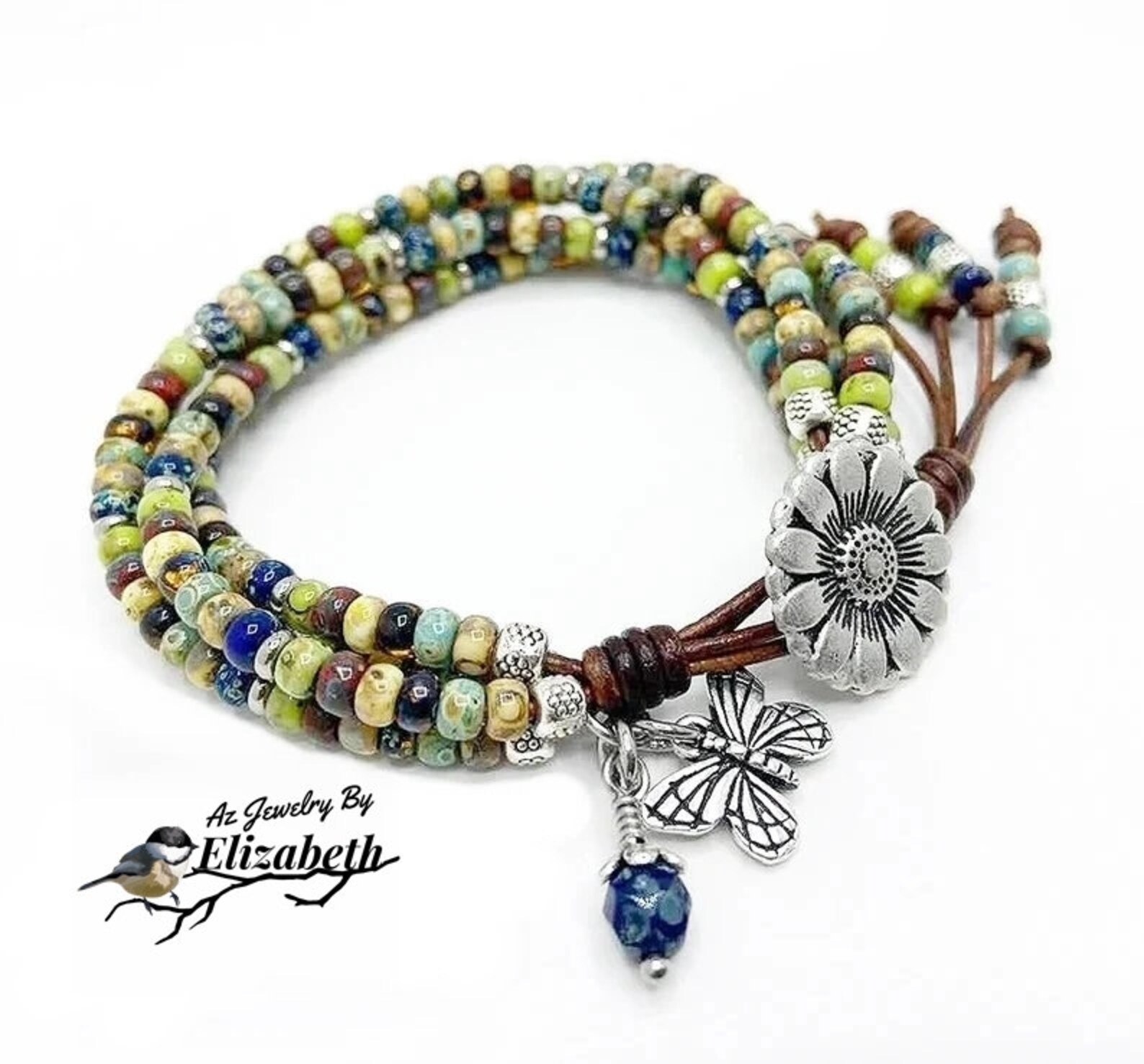 Leather Bracelet for Women/ Seed Bead Leather Wrap Bracelet/ Etsy