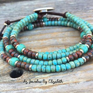 Native American Style Bracelet for Women/ Seed Bead Leather Wrap ...