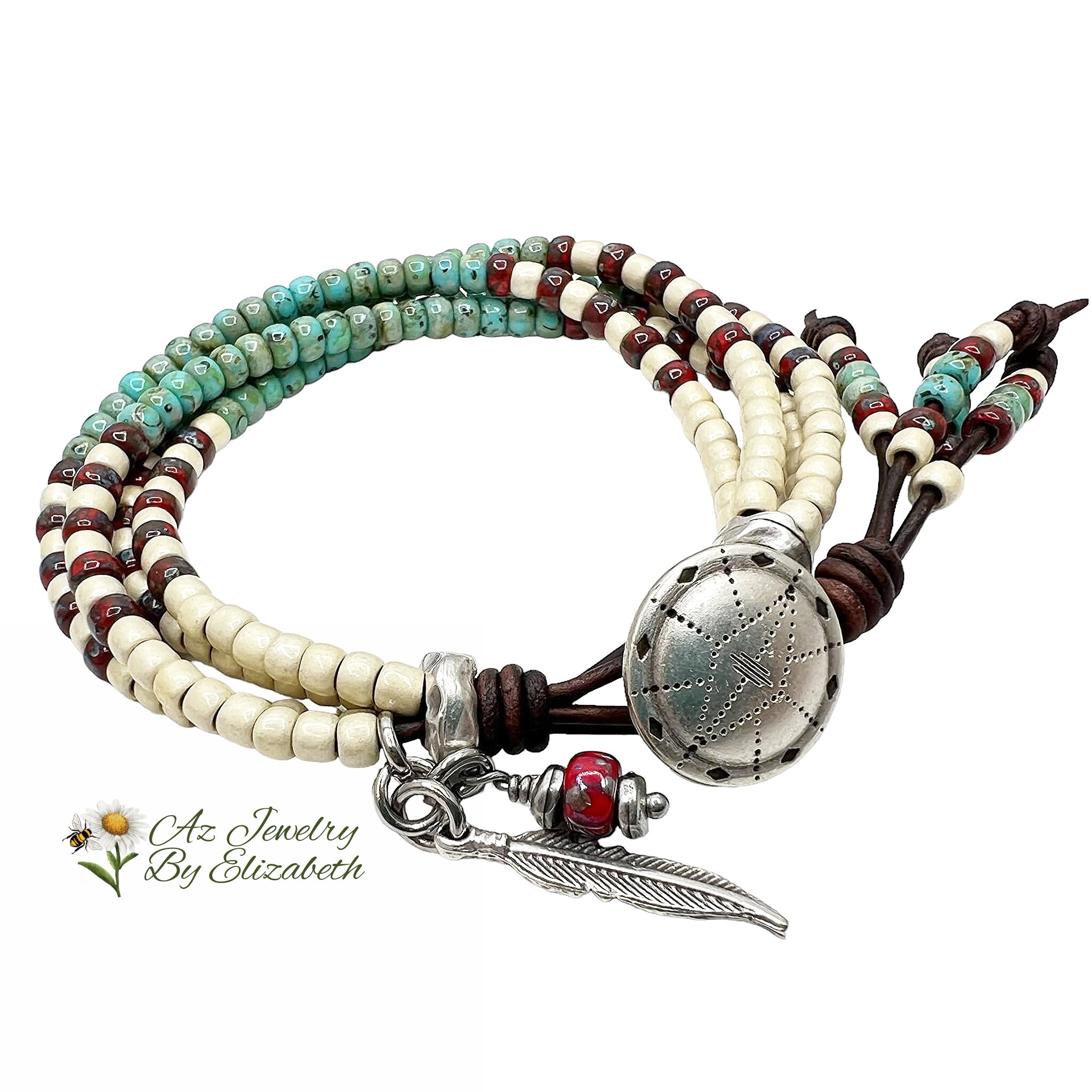 Native american leather beaded cheap bracelets