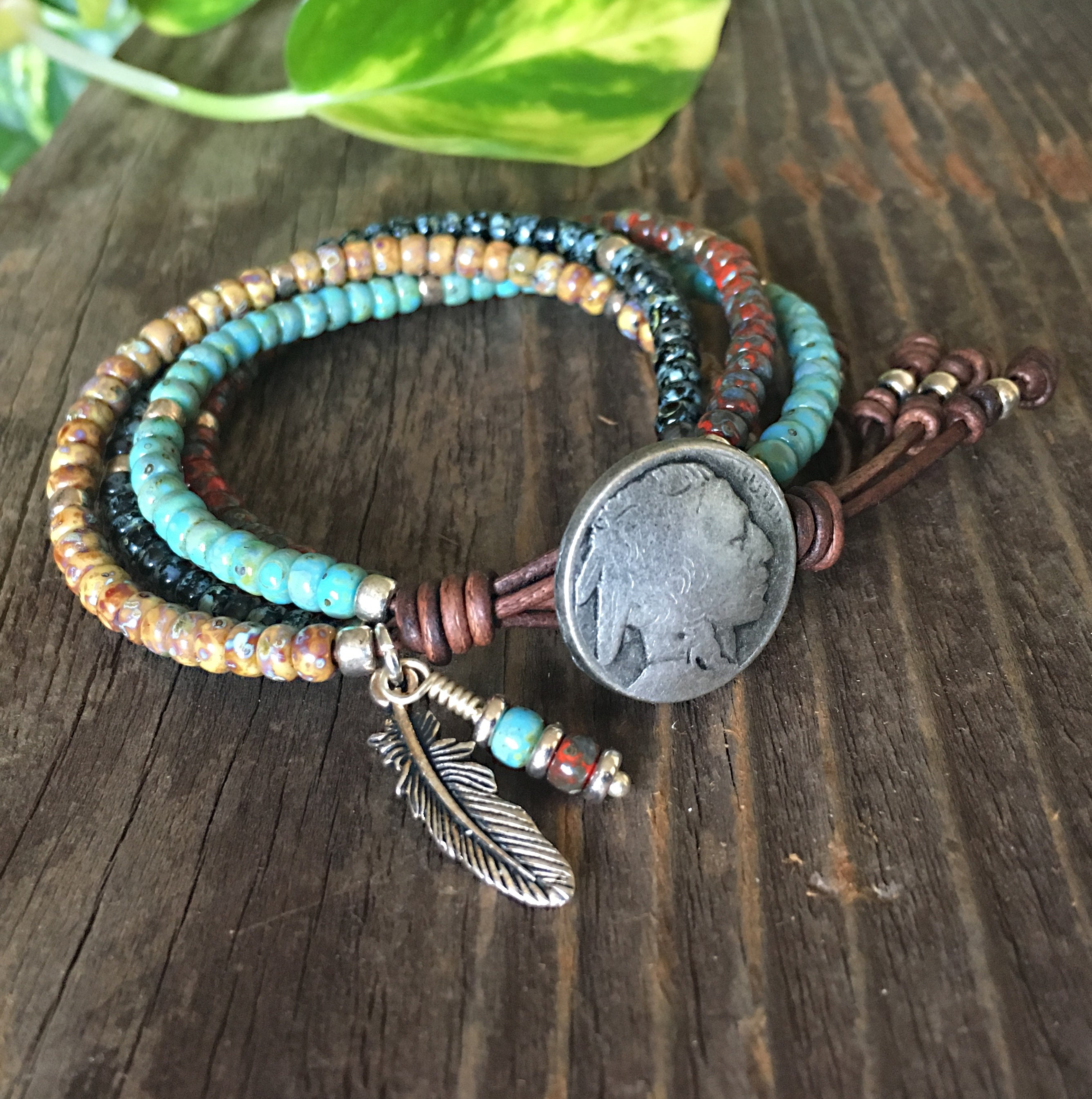 Beaded Wrap Bracelets For Women/ Native American Style Leather Etsy