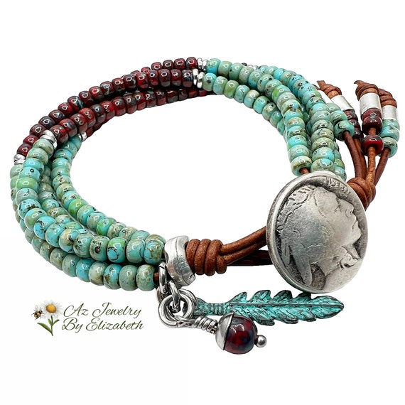 Native american leather best sale bracelets