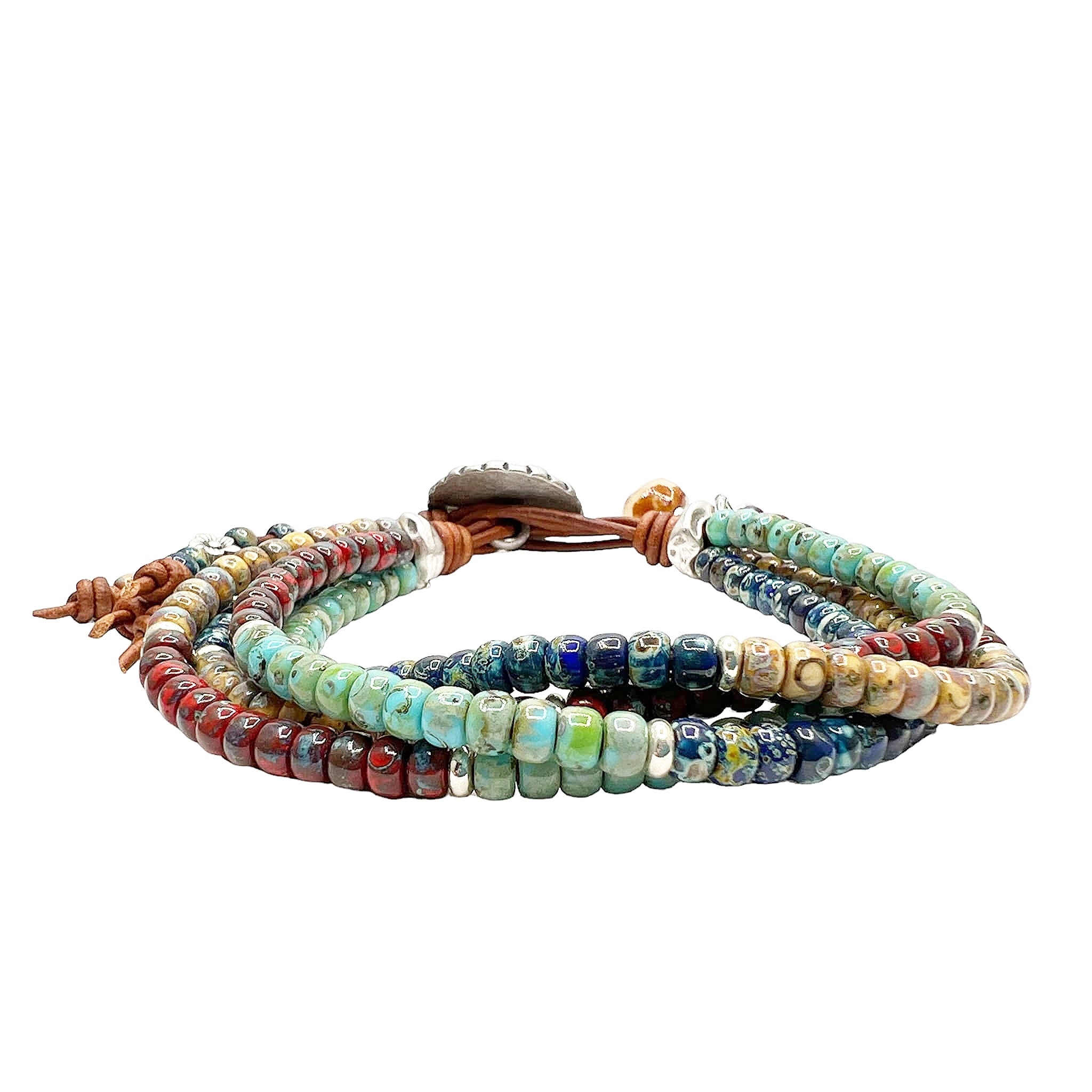 Mens Beaded Bracelet/ Turquoise Seed Bead Bracelets for Women