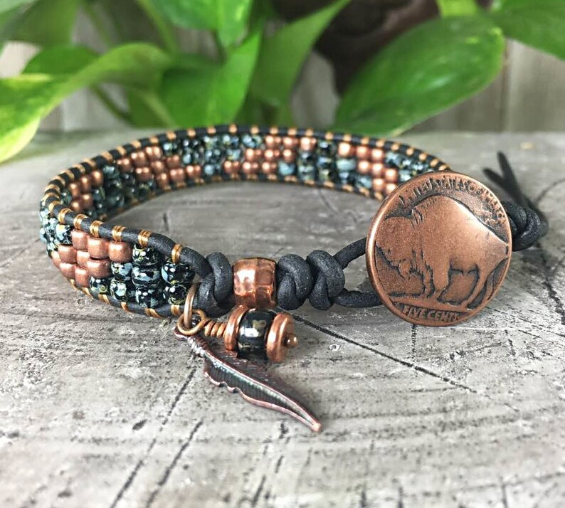 Native American Style Beaded Bracelets For Men/ Black Wrap Etsy